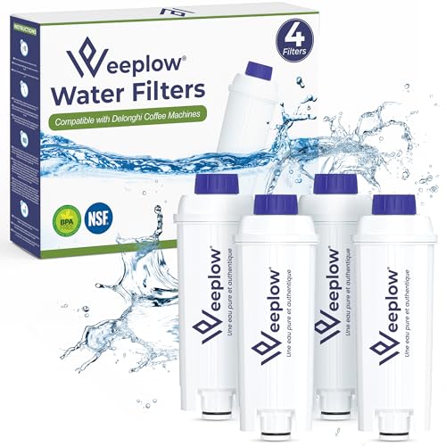 WEEPLOW® - 4 Filtres à Eau Compatibles avec les machines à café Delonghi Magnifica, Dinamica, Autentica, Primadonna et toutes les Séries ecam, esam, etam,...