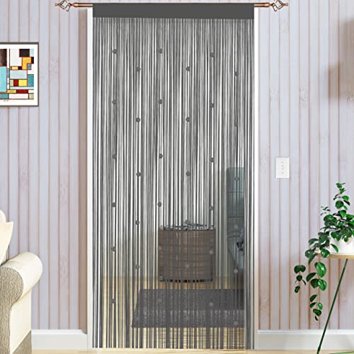Taiyuhomes Rideau De Porte en Perles Anti Mouches pour Porte Exterieur Moustiquaire Rideau Anti Mouche Exterieur Cloison De Séparation De Pièces 90x245cm Gris