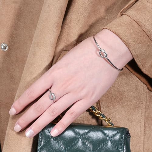 Ginger Lyne Collection Infinity Love Tie the Knot Bracelet for Women Bangle Sterling Silver Adjustable Open Stretch Fits Medium to Large Size Wrist Friendship Bridesmaids Gift4