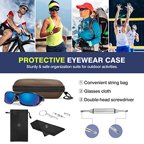 Image of MoKo Semi Hard Shell Sunglasses Case, Unisex Protective Eyeglass Case Glasses Case Holder with Metal Hanging Hook