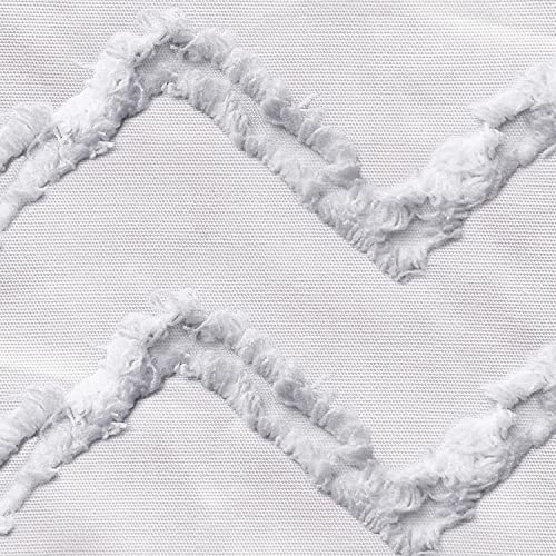 Seasonwood White Farmhouse Shower Curtain 72 X 84 Inches Chic Textured,No Need Liner,Boho Fabric Shower Curtain Waterproof,Modern Minimalist Bathroom Accessories White Gift For Newlyweds #TOP1