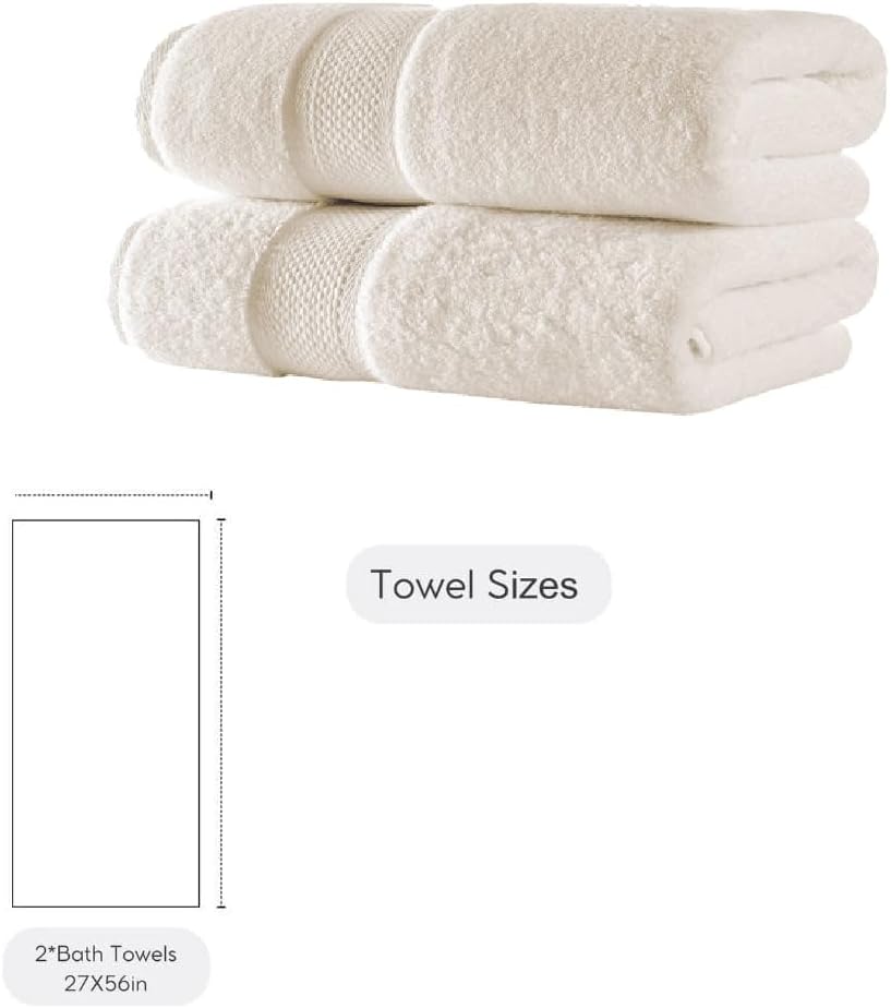 BAGNO MILANO Turkish Towels Luxury Hotel-Spa Towel Set, Non-GMO 100% Turkish Cotton | Ultra Soft Plush Absorbent Towels (Cream, 2 Pcs Bath Towel Set)