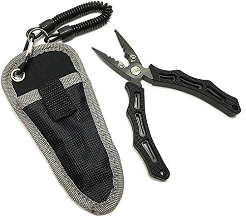 Fitzgerald Split Ring Pliers 6” with Built-in Line Cutter, Stainless Steel,Titanium Coated, Saltwater Resistant Fishing Gear, Hook Remover, Sheath and Lanyard, Rubber Handle, A Fisherman's Must Have!