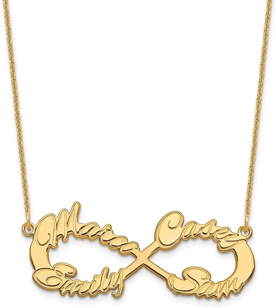 Diamond2Deal 10k Yellow Gold 4 Name Infinity Necklace 18"