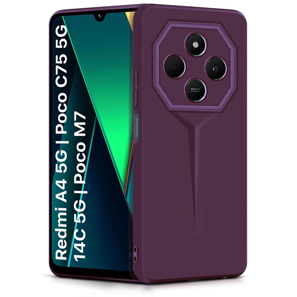 WOW IMAGINE Slim Back Cover for Redmi A4 5G | Poco C75 5G | 14C 5G | Poco M7 | Blade Series Ultra Thin Case | Camera Protection | Soft Matte Silicone Flexible Mobile Case – Purple WOW IMAGINE Slim Back Cover for Redmi A4 5G | Poco C75 5G | 14C 5G | Poco M7 | Blade Series Ultra Thin Case | Camera Protection | Soft Matte Silicone Flexible Mobile Case – Purple