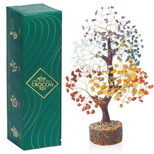 Image of Birthday Gifts for Women, 7 Chakra Crystal Tree with Natural Trunk
