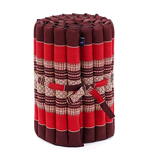 Image of Leewadee - Foldable Floor Mattress - Japanese Roll Up Futon -Trifold Tatami Mat- Guest Floor Bed - Camping Mattress - Thai Massage Mat, Kapok Filled, 75 x 20 inches, Red