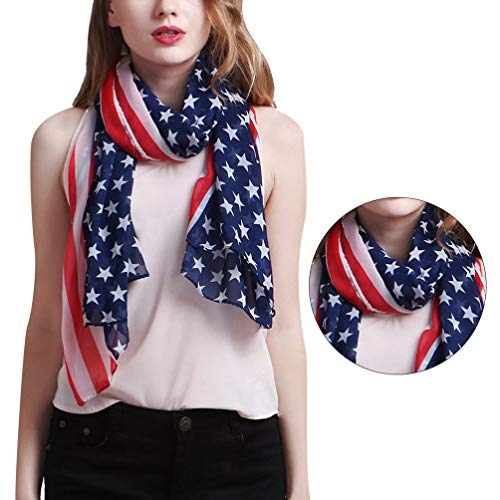 Tendycoco Fashion Scarf For Women Lightweight 4Th Of July Accessories American Flag Scarf Multifunctional #TOP1