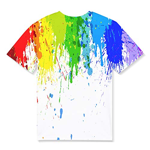 Image of Linnhoy Kids 3D Print Fashion Graphic T-Shirts for Boys Girls 6-16 Years | Unisex Colorful Short Sleeve, Crewneck, Breathable Fabric, Suitable for Daily Sport Festival Wear