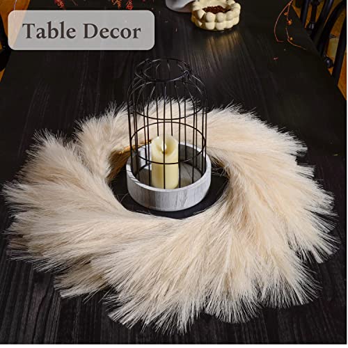 Perfnique Pampas Grass Wreath, 27'' Faux Pampas Wreath For Front Door, Artificial Pampas Wreath For All Seasons, Boho Wall Decor, Farmhouse Pampas Grass Garland, Diy Wreath Arrangement (Ivory) #TOP2