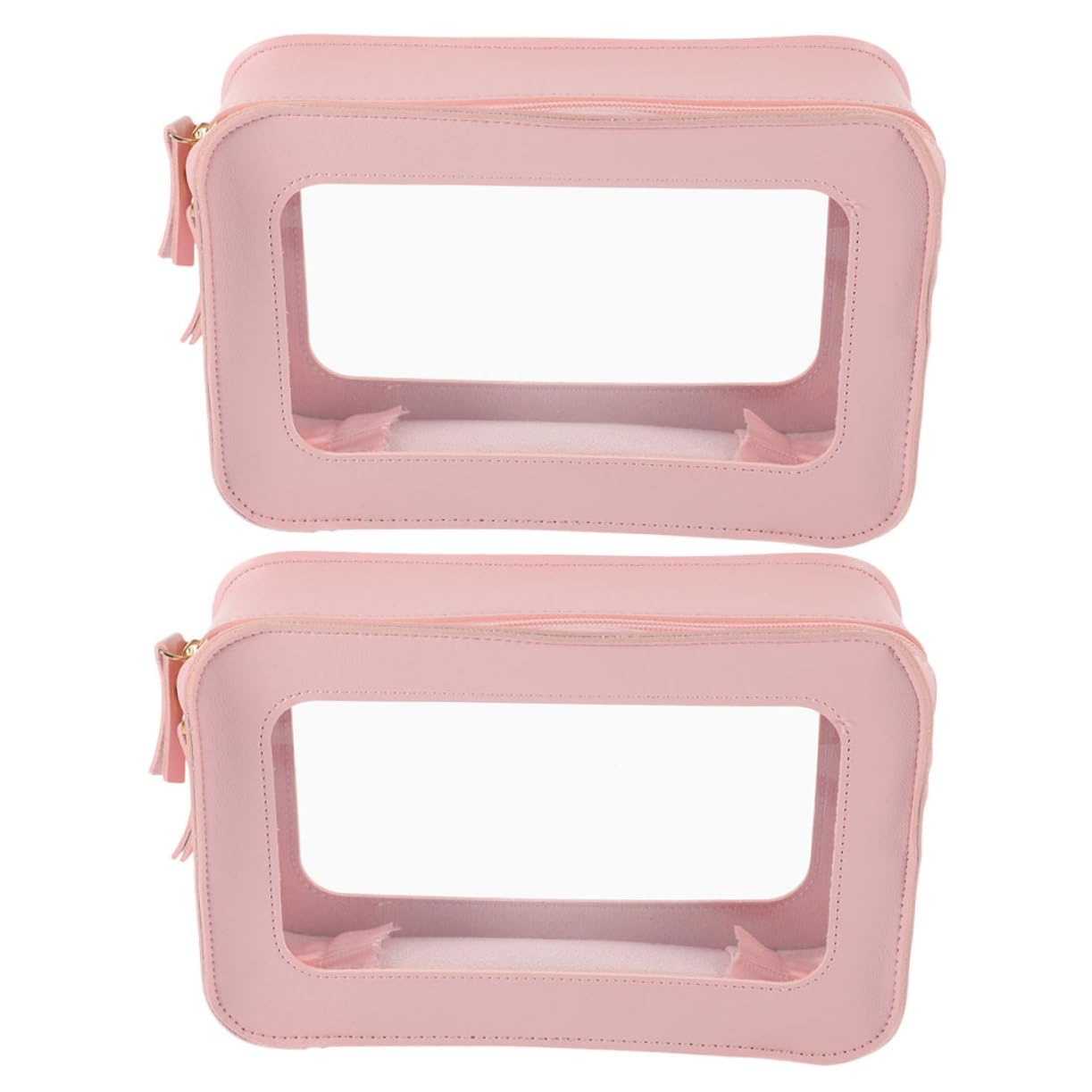 Borsa Toilette Trasparente Pvc Rosa 2 Pezzi per Viaggio | Chiusura Zip Liscia, Formato Compatto per Outdoor, Pratico Organizer Beauty Buona Capienza