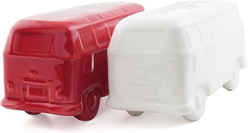 Miniatura 2 de BRISA VW Collection - Salero y pimentero Volkswagen de cerámica con diseño de autobús T1 juego de 2 piezas (autobús clásicoblanco y rojo)