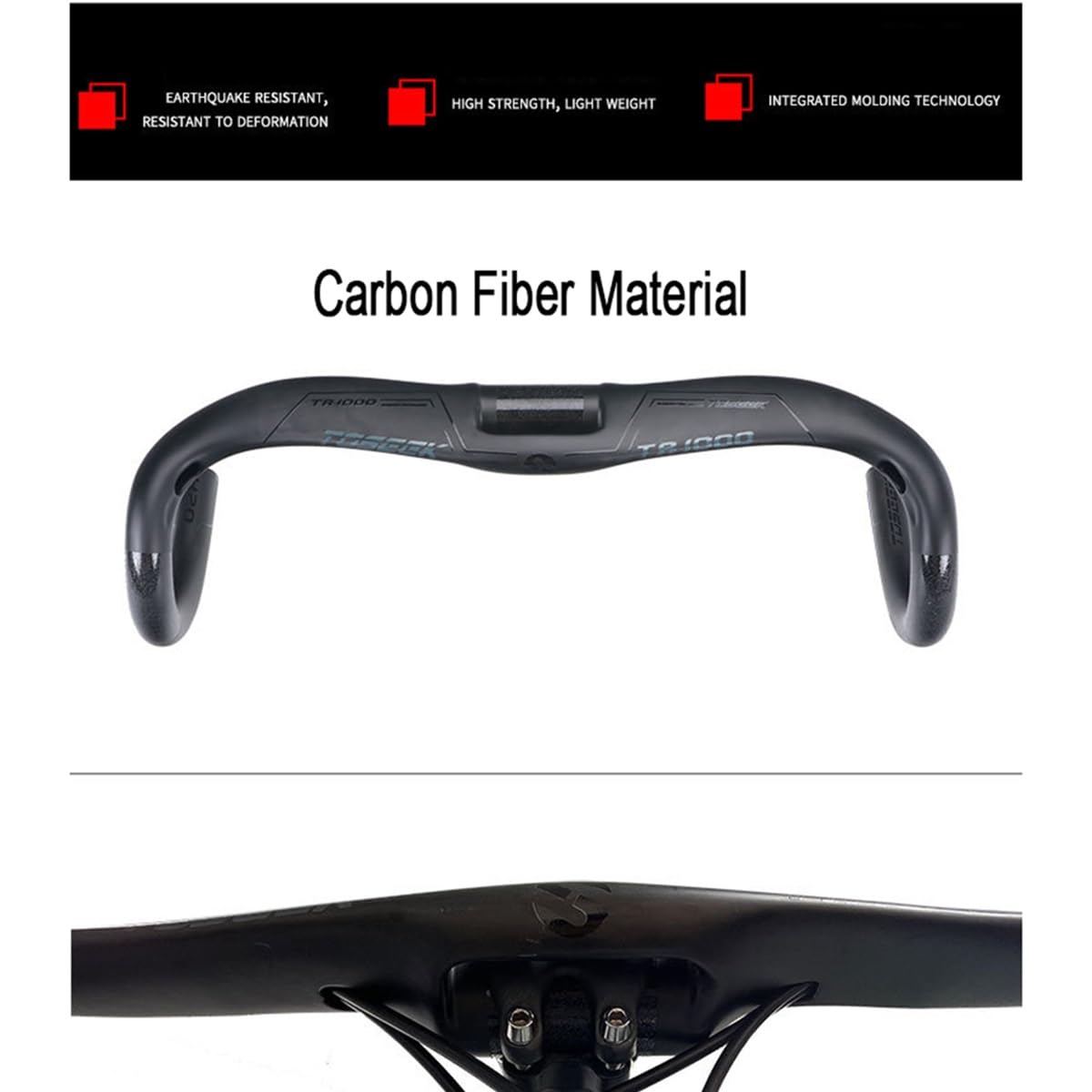 Guidon Vélo Route Carbone EC90 - Barre De Chute 31,8 Mm - Léger (~250g) - Neuf