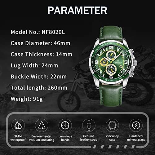 Image of NAVIFORCE Sport Watches for Men Analog Quartz Chronograph Leather Strap Wrist Watch