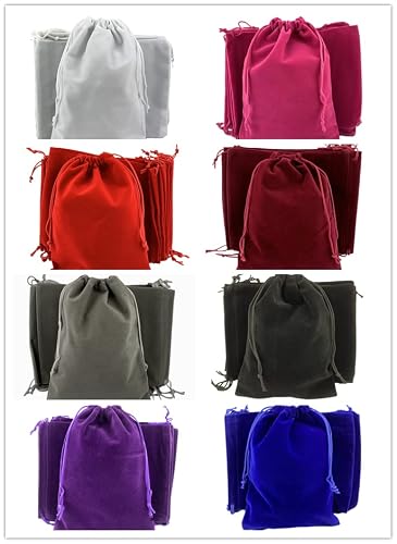 Palmhomee Pack of 24 6x8 Inch Velvet Drawstring Bags Gift Bag Velvet Pouch For Jewelry Wedding and Party Favor (Mixed Colors)