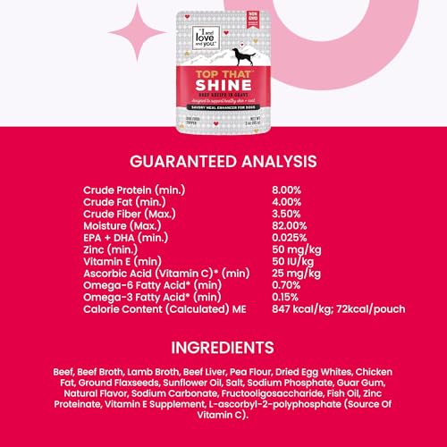 Image of inchI and love and you inch Top That Shine Wet Dog Food Pouch, Beef Recipe In Gravy, 3 oz (Pack of 12)