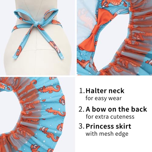 Image of CuteBone One Piece Dog Bikini Swimsuit Dress - Puppy Bathing Suit Costume for Small Dogs - Comfortable & Stylish Pet Clothes for Summer Pool, Beach & Play LTDB17S