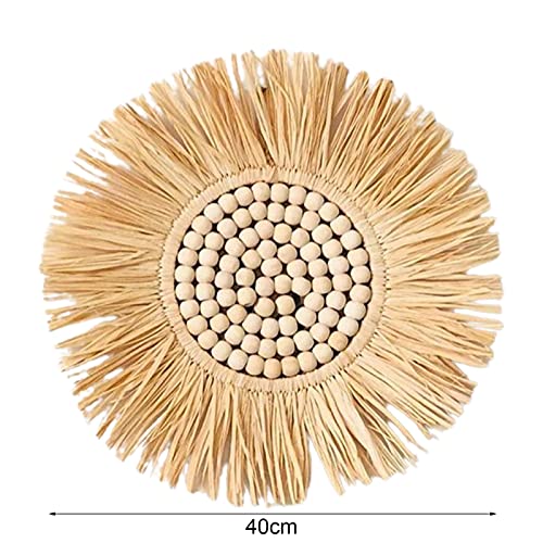 Washranp Specchio appeso semicerchio di paglia