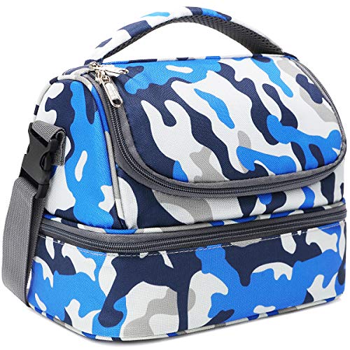 FlowFly Double Decker Cooler Insulated Lunch Bag Kids Lunch Box Large Tote
