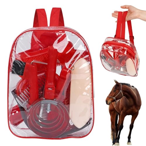 Kit de 10 cepillos para caballos Jnchdghwa con bolsa de mano azul 6