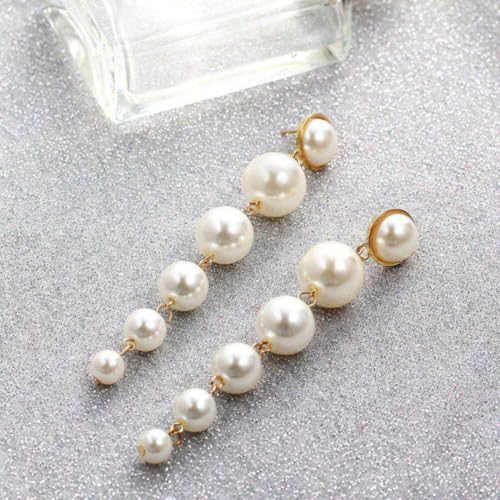 Image of Elegant Drop Pearlfect Earrings for Womens | Classic Pearl Dangle Jewelry