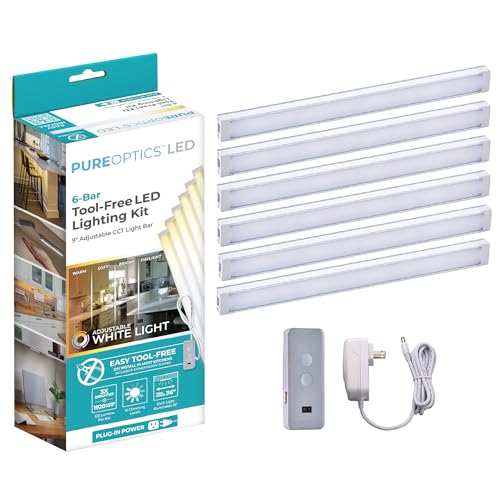 PureOptics LED Under Cabinet Lighting Kit, Motion Sensor, Dimmable, Linkable, 3 Color Settings...