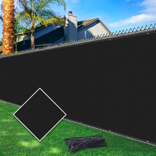 Cisvio 6ftx50ft Fence Privacy Screen Heavy Duty 170 GSM Windscreen & Dustproof Fabric Privacy Screen Covering Mesh Fencing for Outdoor Patio, Balcony, Pool Deck, Black
