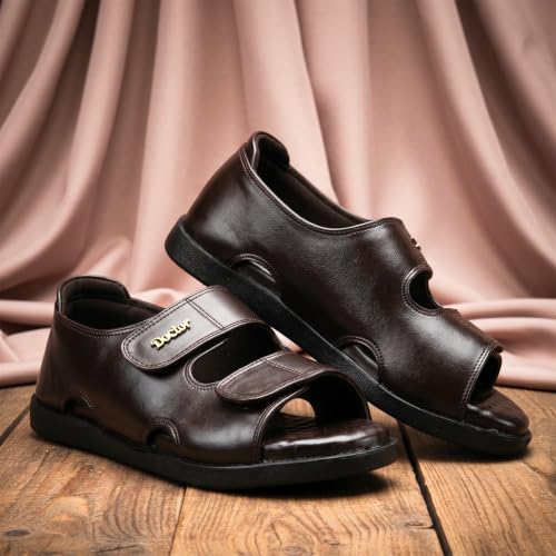 Image of DOCTOR EXTRA SOFT Orthopedic Diabetic Comfortable Dr Sole Footwear Daily Use Casual Wear Stylish Black Cushioned Adjustable Strap Sandals for Men's-Gents &Boy's L-10
