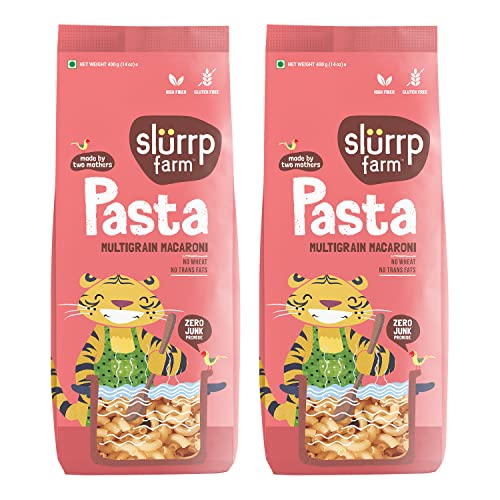 Image of SLURRP FARM No Maida Macaroni Pasta | Gluten Free & Multigrain | Healthy Pasta Made With Brown Rice And Corn | 400 Gm X 2