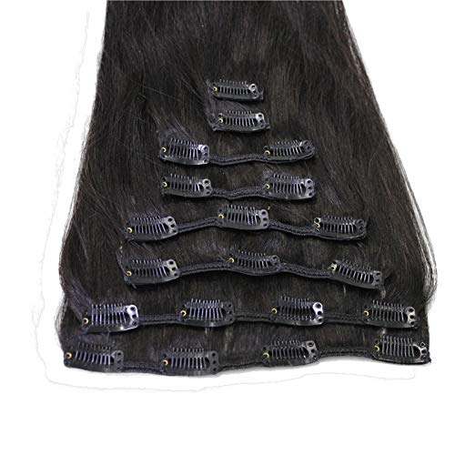 100 Remy Straight Human Hair Extensions Clip Ins #1B Black 20 Inch 120g 8pcs/lot Clip On Hair Extensions