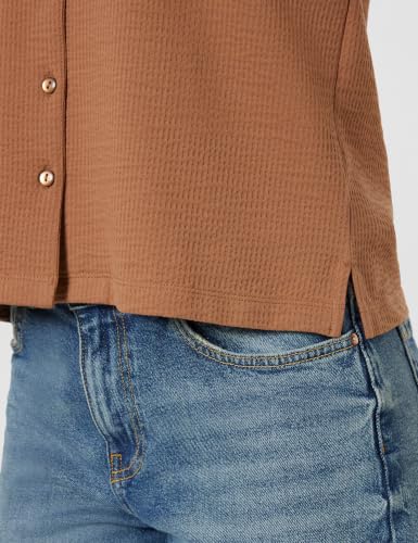 Image of Amazon Brand - Symbol Women's Seer Sucker V-Neck Knit Casual Shirt Top (Button Down | Regular-fit | Stylish) (Available in Plus Sizes)