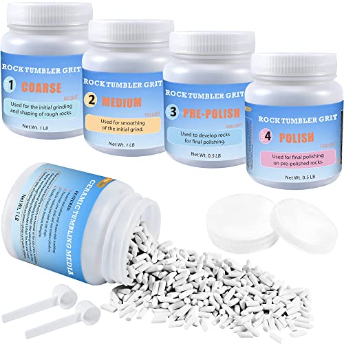 Premium Rock Tumbler Polishing Filler Grit Ceramic Media Kit, 4 Pounds