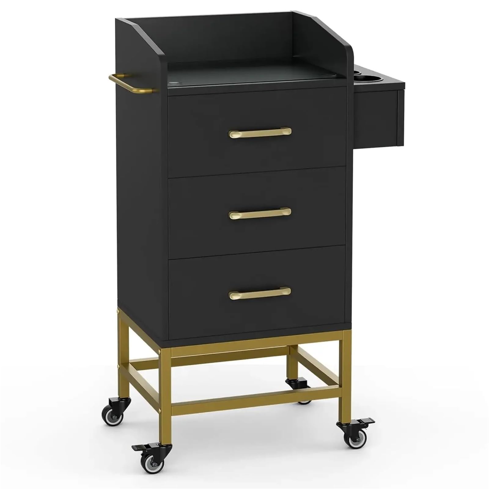 Carrello Portaoggetti per salone di bellezza, mobile per postazioni per parrucchiere con piano in vetro per stilista con supporto per asciugatrice carrellino cucina