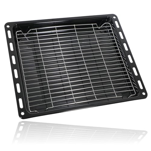 SPARES2GO Oven Grill Tray Shelf for Bosch for Neff for Siemens Pan Base and Grid Rack 465mm x 375mm x 40mm Deep