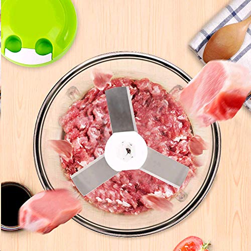 Foto von Chignon Zwiebelschneider Zerkleinerer, Küche Gemüsezerkleinerer Mit 3 Klingen Manuell Multizerkleinerer Zwiebelhacken Mischen für Salat Fleisch Knoblauch Obst Kraut (300ML)