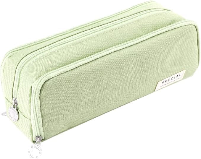 Large Pencil Case Big Capacity Pencil Bag Large Storage Pouch 3 Compartments Pen Case for Teen Boys Girls School Students (Special-Green Pista)