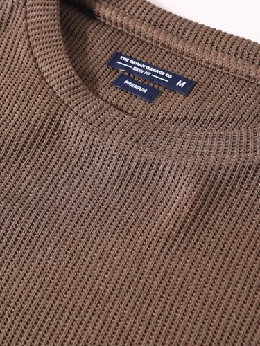 Image of The Indian Garage Co Men Boxy Textured Full Sleeves Crew Neck T-Shirt