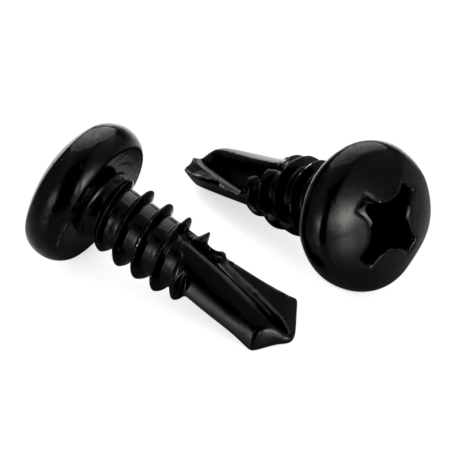 Mellewell #10 x 3/4" Pan Head Self Drilling Screws, Self Tapping Sheet Metal Screws, Black Finish 410 Stainless Steel, 100 PCS