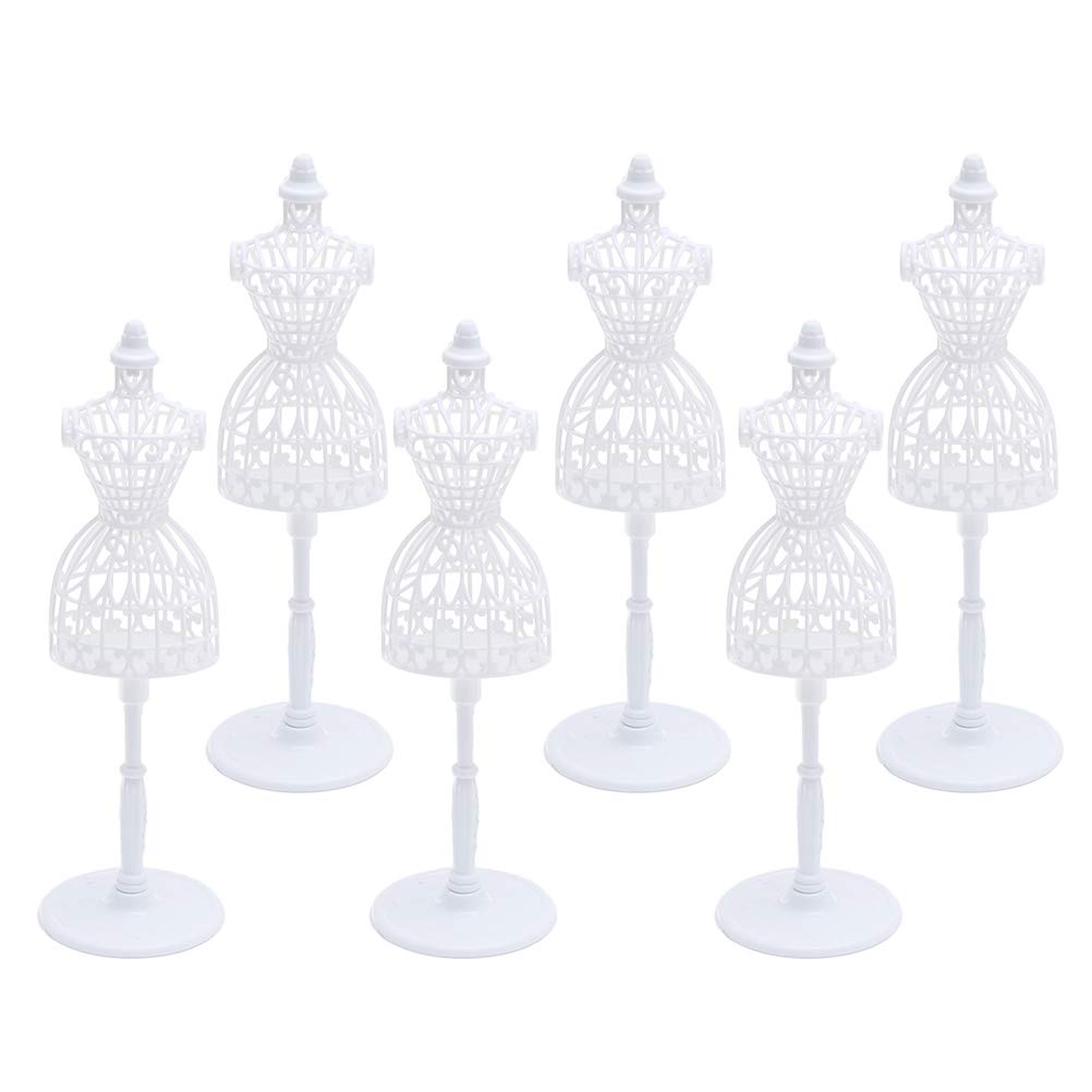 6Pcs Mini Doll Mannequin Stand Sewing Mannequin Body Hollow Dress Form for Doll Clothes Display Dollhouse Decoration and DIY Accessories Plastic