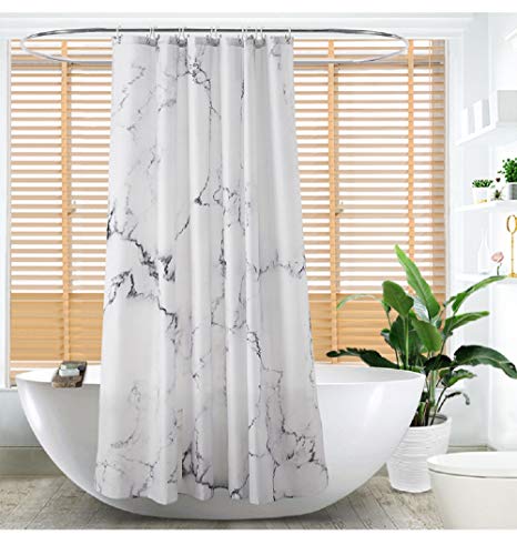 Ao Blare Marble Shower Curtain For Bathroom, Black White Marble Polyester Fabric Shower Curtain With Hooks 72 X 72 Inches #TOP2