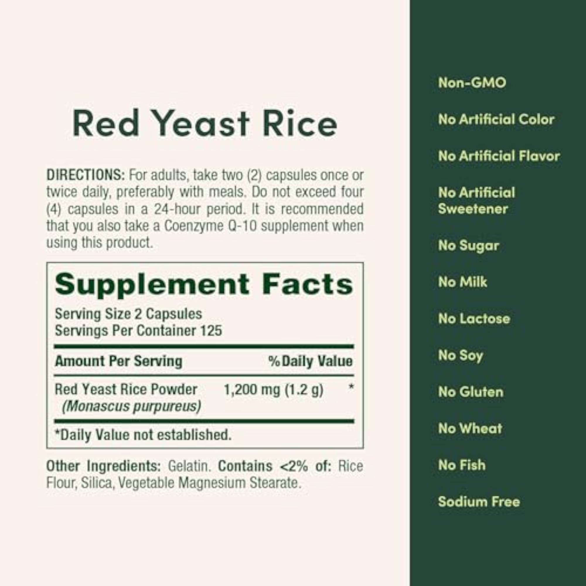 Nature's Bounty Red Yeast Rice, 600 mg, 250 Capsules