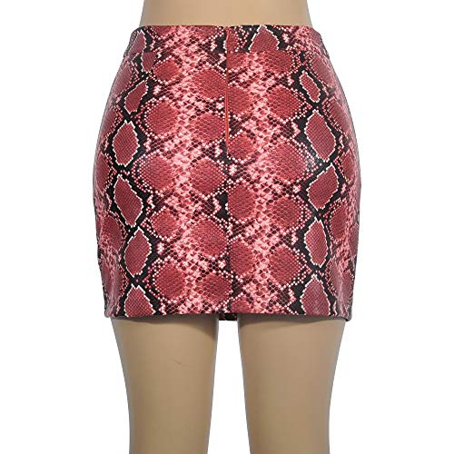 Rawdah_Faldas Mujer Largas Elegantes Faldas Mujer Cortas Verano Fiesta Originales Mujeres Serpiente Impresión Atado Mini Falda Señoras Cintura Alta Bodycon Clubwear Skater