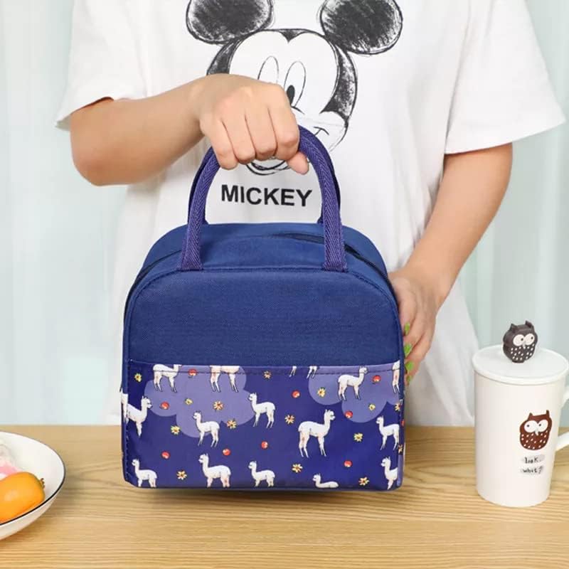 Image of Insulated Lunch Bag for Office, School, Men, Women, Hot & Cold Lunch Box, Tiffin Pouch (White Alpca Lunch Bag (Half Print))