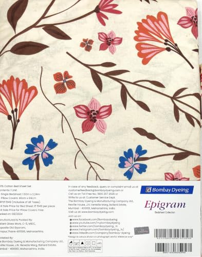 Image of Bombay Dyeing Epigram Printed Single Bed 100% Cotton Bedsheet Collection - (224X150) (G. Blue)