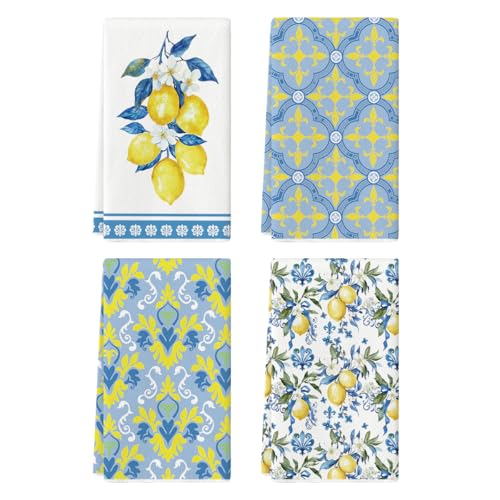 Artoid Mode Lemon Flowers Floral Summer Kitchen Towels Dish Towels,