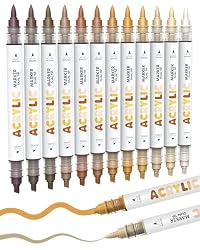 Guangna 12 Brown Dual Tip Acrylic Paint...