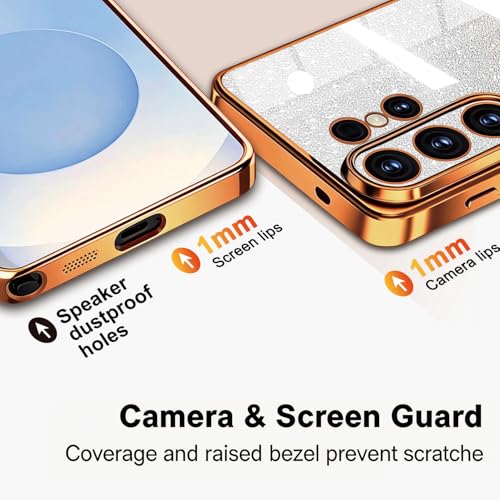 Image of Misscase for Samsung Galaxy S26 Ultra Case Compatible with MagSafe,Built-in Camera Lens Protector Full Protection Soft TPU Anti-Scratch Anti-Fingerprint Magnetic Glitter Slim Case Cover Orange
