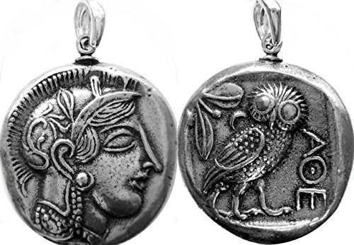 Athena & Owl Famous Greek Coin Pendant, Goddess of Wisdom, Greek Coins, Unique