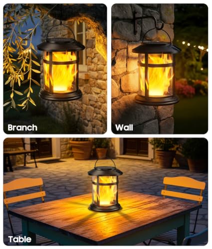 2-Pack BONLION Solar Flickering Flame Hanging Lanterns $12.30 ($6.15 each) - image 7