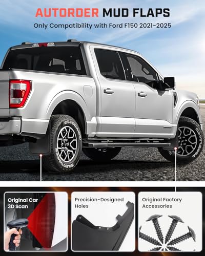 Image of Autorder Mud Flaps for Ford F150 F-150 2021-2026 Accessories All-Weather Splash Guards Protect Paint Mudflap No Drilling Required Mud Guard Body Kits for F150 Set 4PCS